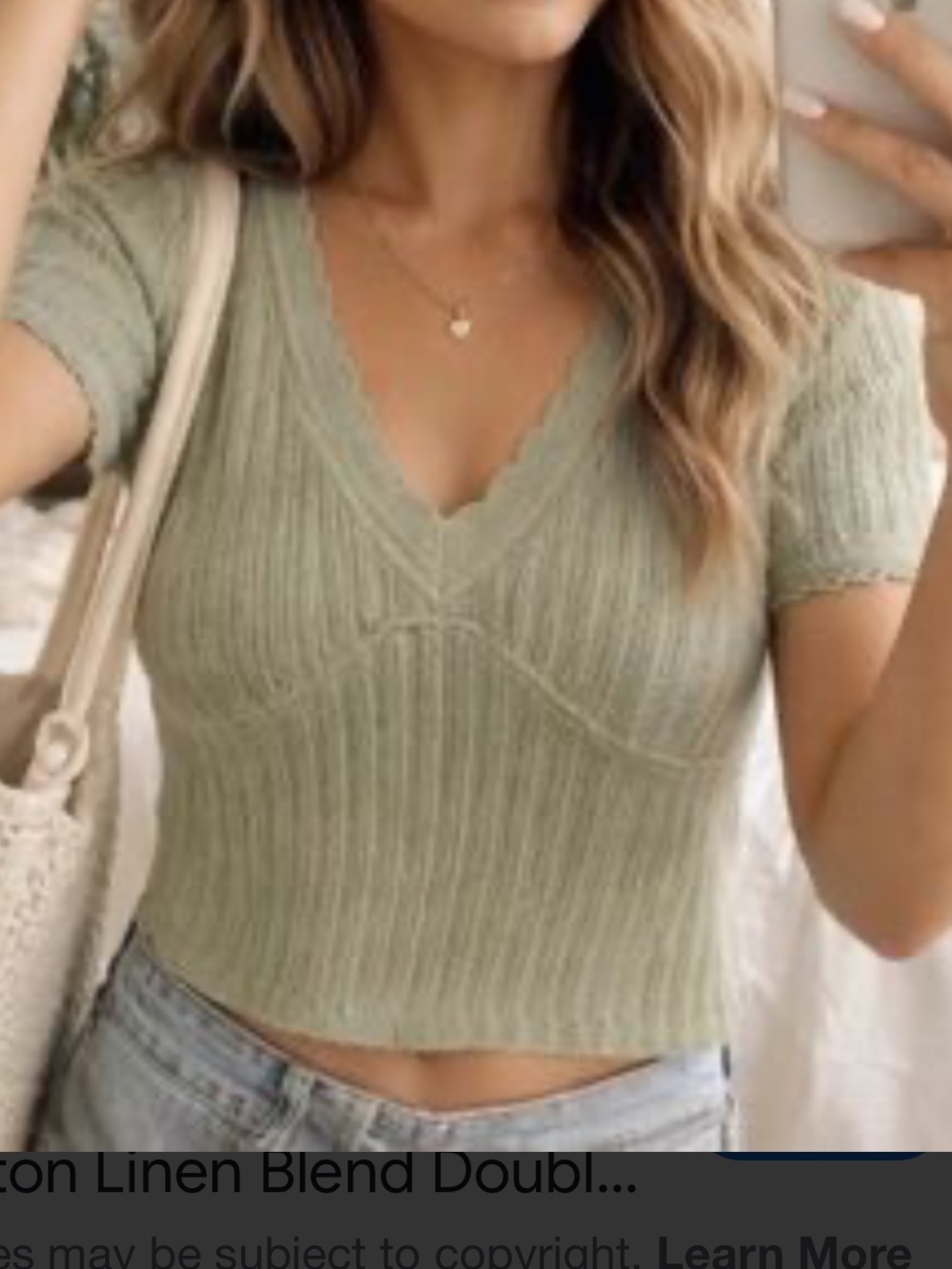 Promesa Seagrass Short Sleeve Knit Crop Top. Size S, L